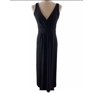 Lauren Ralph Lauren Faux Wrap Empire Waist Maxi Dress Size 6 Black Stretchy LBD